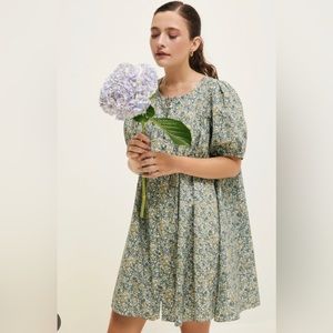 Oak Meadow Mini Puff Dress in Cornflower Blue